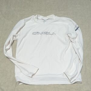 O’Neill Boys White Long Sleeve Rashguard Size 10 Like New